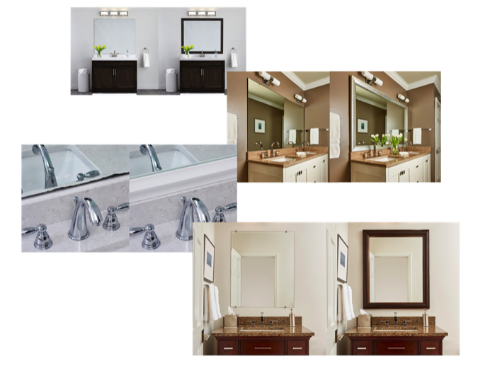 collage bathroom mirrors using mirrormate frames