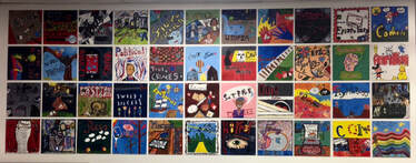 Mural of individual paintings at Flowing Wells Junior High